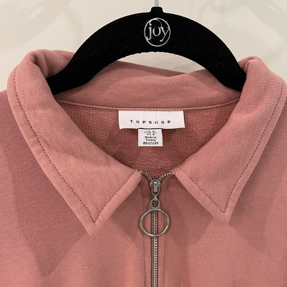 Topshop Women's Pink Quarter Zip Long Sleeve Minidress - Picture 6 of 8